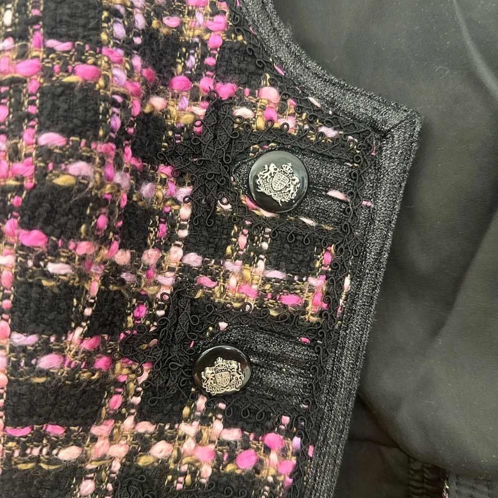 Forever 21 Black and Pink Tweed Open-Front Blazer - Picture 3 of 7
